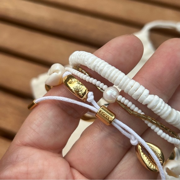 J.Crew Seaside Bracelet Set of 3 NWT vacation jewelry fresh water pearl New - Picture 6 of 12